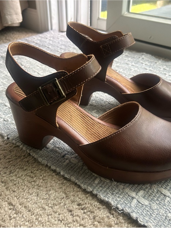 Born Shoes - Born Brown Leather Mary Jane Clog Heels
